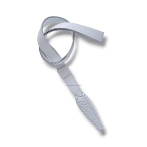 White Leather Sword Knot – Handmade Military Saber Tassel for Parade, Reenactments & Cosplay – Adjustable LARP Uniform Sword Accessory