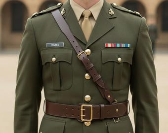 サム・ブラウン ショルダーストラップ付きレザーベルト - 英国軍将校用