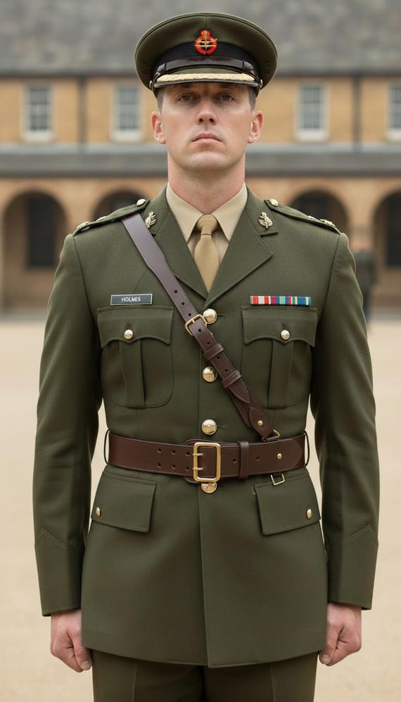 サム・ブラウン ショルダーストラップ付きレザーベルト - 英国軍将校用