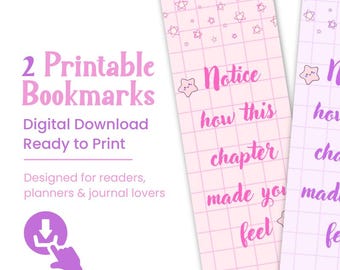 Marcapáginas de estrellas kawaii imprimibles: Frase emotiva (descarga digital)