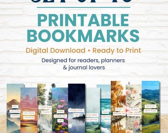 10 Marcapáginas de Paisajes de Acuarela – Cita Imprimible sobre Paisajes Naturales (Descarga Digital)