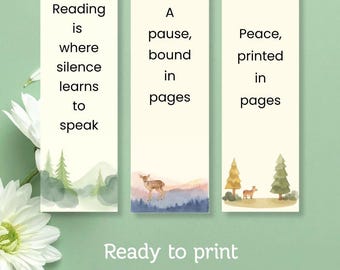 Marcapáginas con 3 frases motivacionales: Lectura en tonos tierra con acuarela (descarga digital)