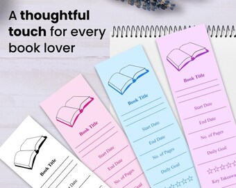 Marcapáginas imprimibles para seguimiento de lectura: minidiario de lectura (paquete de 4) (descarga digital)