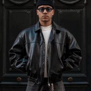 ジャケット・アウター 90s vintage ramb Leather blouson BLK M Handmade Vintage Black Leather Bomber Jacket for Mens 90s Retro
