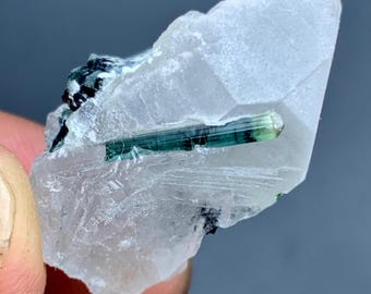 Natural Indicolite Tourmaline Crystal in Quartz – Afghanistan Mineral Specimen