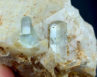 495g Natural Aquamarine Crystals with Feldspar | Blue Beryl Mineral Specimen from Pakistan