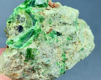 39g Natural Green Garnet Crystal in Matrix from Pakistan – Raw Grossular Garnet Mineral Specimen
