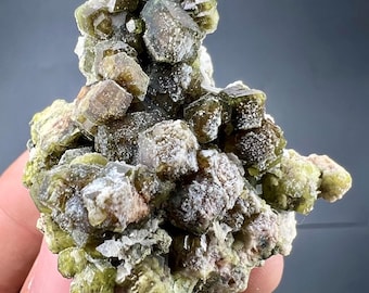 55 Grams Natural Green Garnet Crystal in Matrix from Pakistan – Raw Grossular Garnet Mineral Specimen