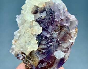 36g Natural Cubic Fluorite with Calcite Crystal Specimen from Pakistan Rare Mineral Specimen