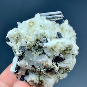 Natural Schorl Tourmaline with Albite Crystal Specimen from Pakistan, Black Tourmaline Cluster