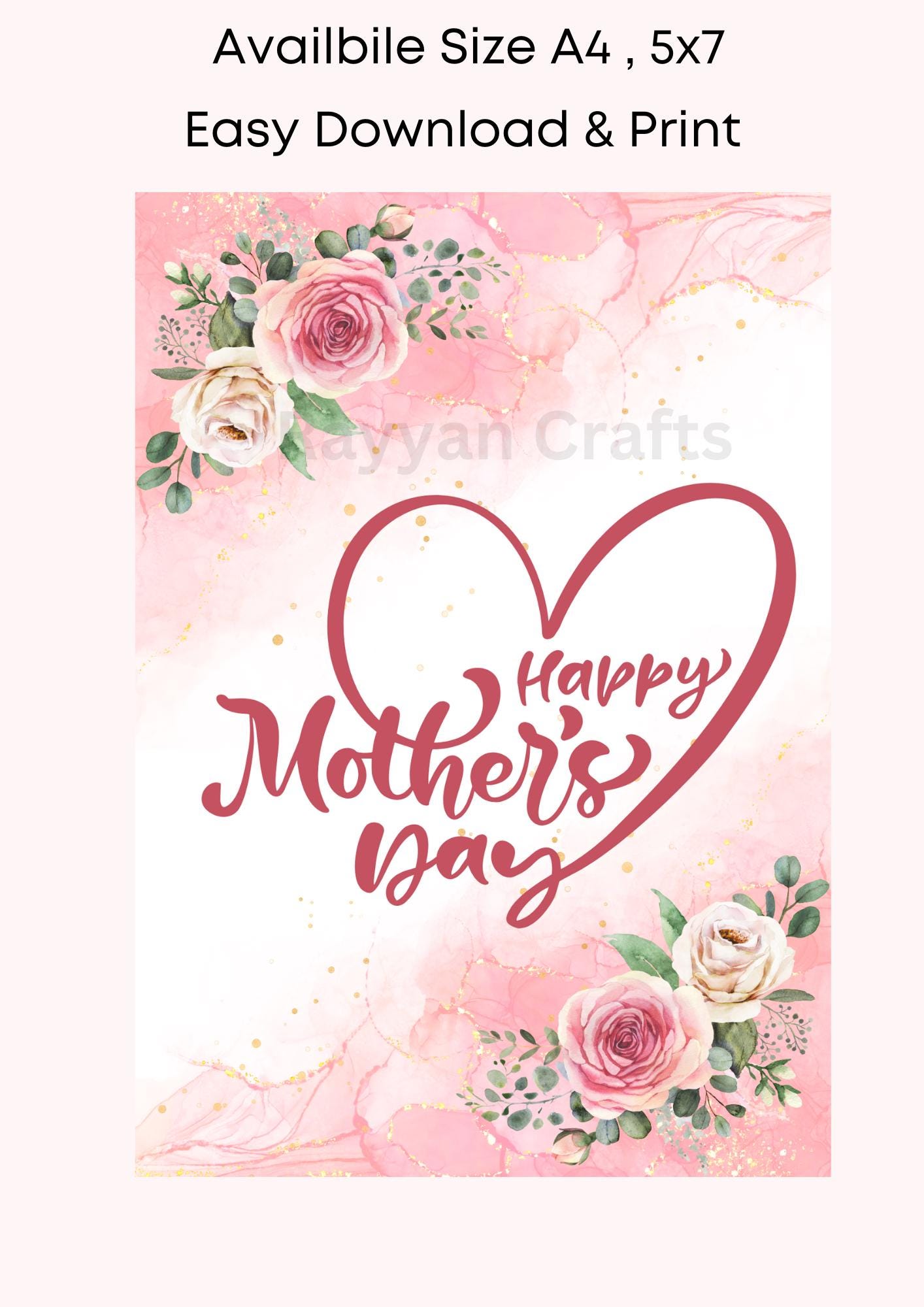Happy Mother's Day Printable Card | A4 & 5x7 PDF | Instant Download ...