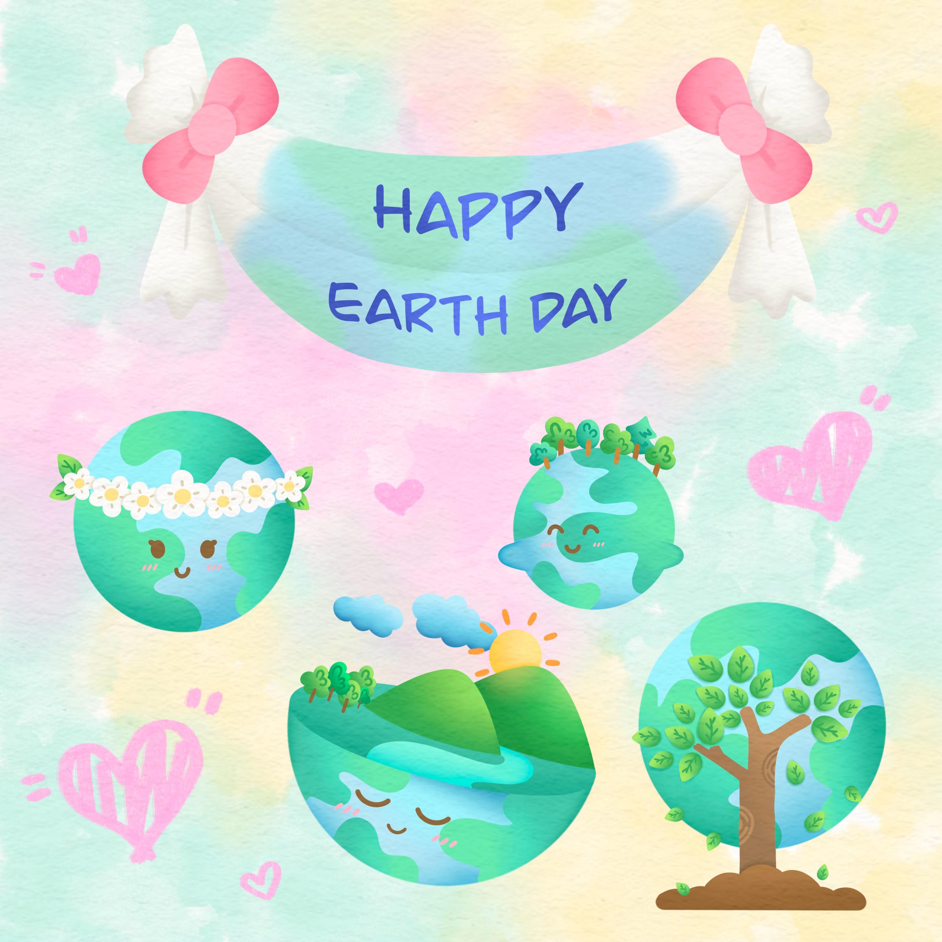 Earth Day Clipart, 20 PNG Cutie Earth Day, Digital Download, Eco ...