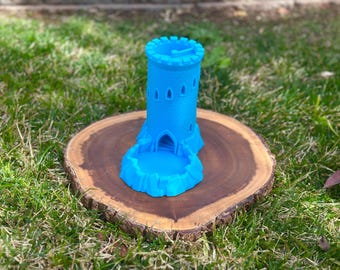 3D Printed Castle Dice Tower - Sky Blue RPG Accessory