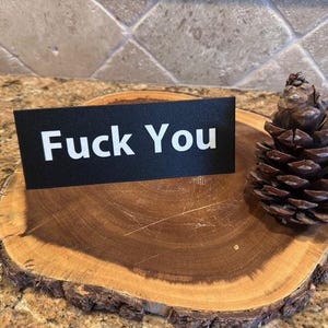 Funny Desk Sign – “F*ck You” / “F*ck Off” Double-Sided 3D Printed Nameplate – Sarcastic Gift for Coworker or Home Office Decor