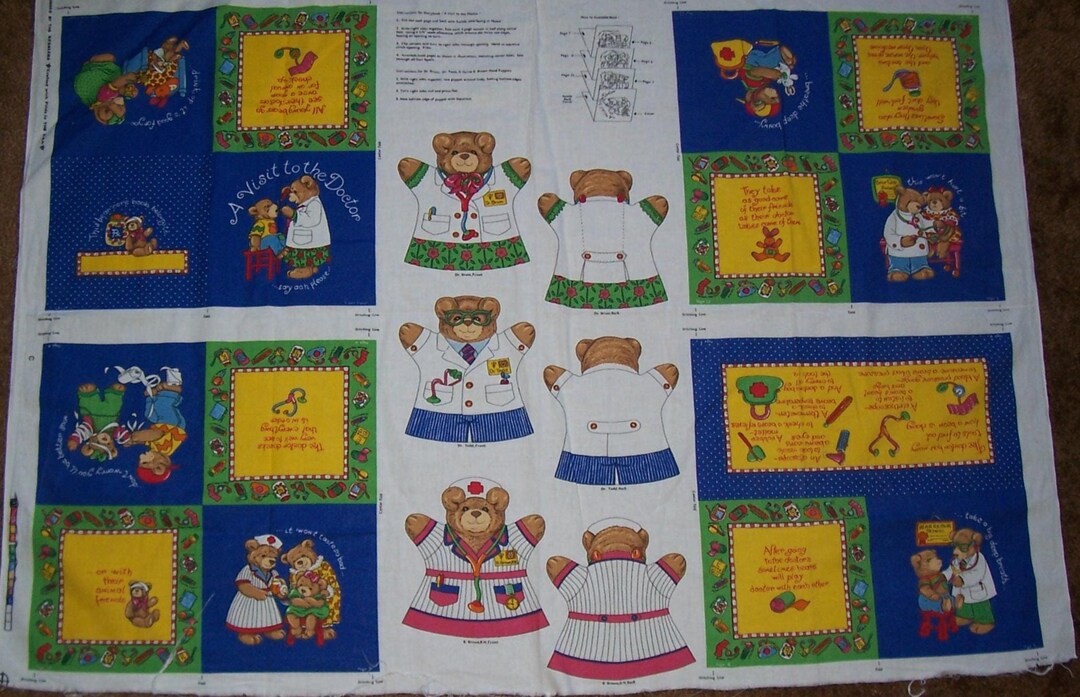 Bear Care Soft Book and Hand Puppet DIY Fabric Panel -- 5041 - Etsy
