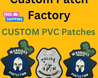 Create your own Custom PVC Patch, Rubber Patches, 2D and 3D patches, Iron on, Velcro backing, Sew on Patch, One Custom Patch, Free Shipping