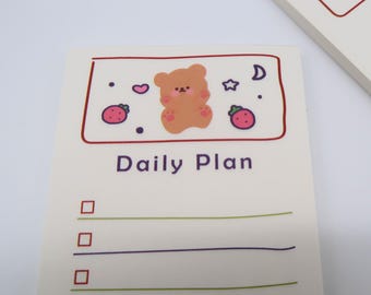 Kawaii beer memoblok, mininotitieblok, leuke takenlijst, niet-klevende plaknotities, cartoon briefpapier, plannerblok, kantoorcadeau, terug naar school