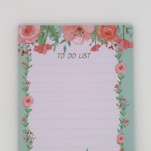 Notitieboek met bloemen takenlijst, notitieblok voor dagelijkse taakplanning, logboeknotitie, afscheurbaar plannerblok, 50 vellen, roze en groen organisatieboek