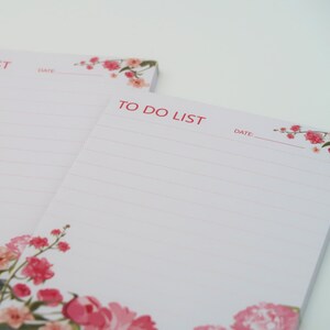Floral Pattern To-Do List Notepad, Tear Off Notebook, Cute Office Deskpad, Pink Stationary, Journaling Memo Pad, Daily Task Planner