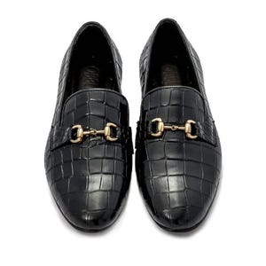 Handmade Black Color Genuine Alligator Textured Leather , Leather Shoes for Men., Exotic Style