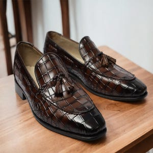 Men’s Handmade Brown Alligator Oxford shoes, Men&#39;s crocodile embossed Oxford shoes, Luxury Crocodile Leather Shoes for Men - Exotic Style