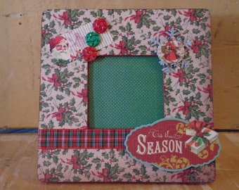 Merry Christmas Santa decoupaged picture frame