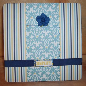 Cottage Chic Blue and Yellow Decoupaged Picture Frame