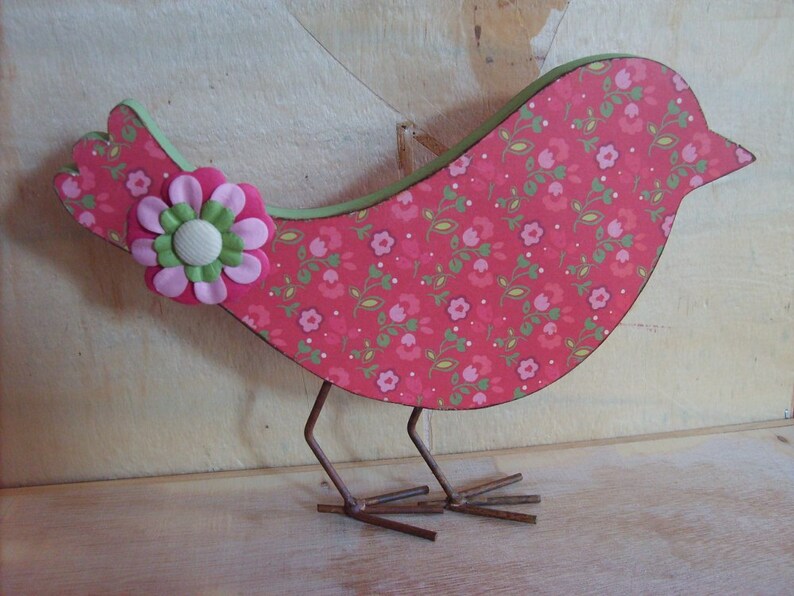 Altered Decoupaged Wooden Bird Etsy