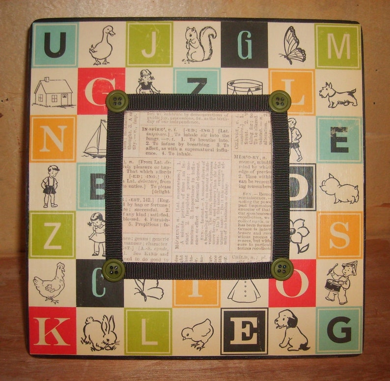 School Days ABC decoupaged picture frame