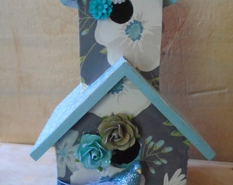 Chic Shabby Cottage Altered Decoupaged Birdhouse