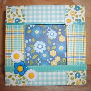 Blue and Yellow Daisy Decoupaged Mini Picture Frame