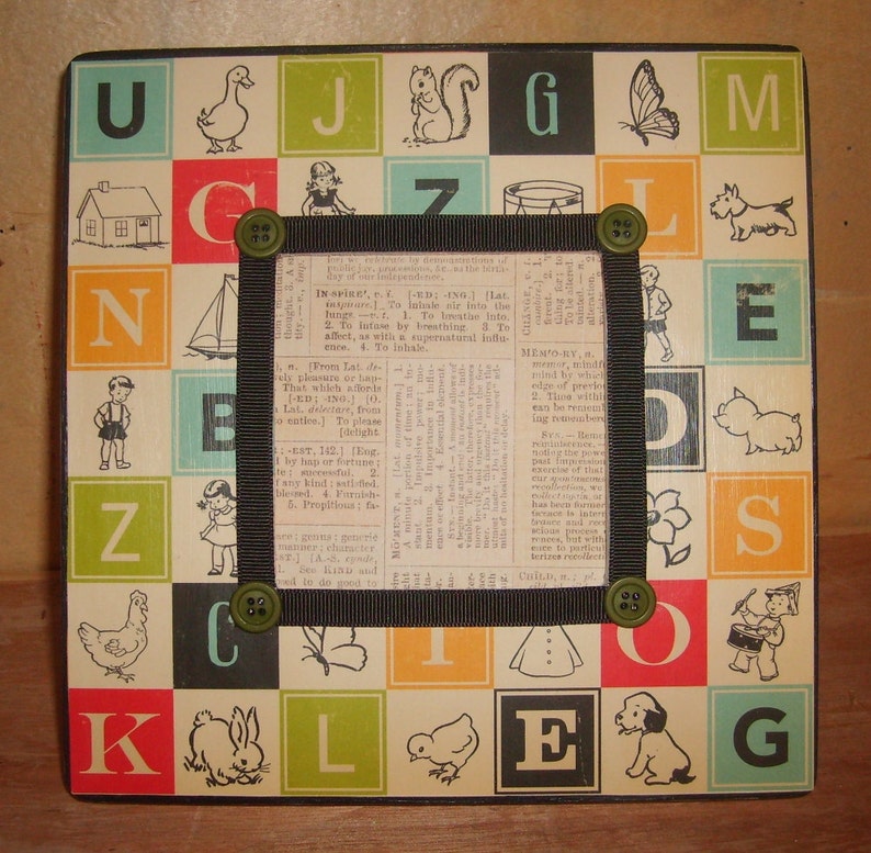 School Days ABC decoupaged picture frame
