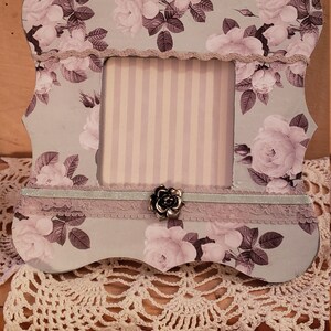 Shabby Cottage Roses Decoupaged Picture Frame