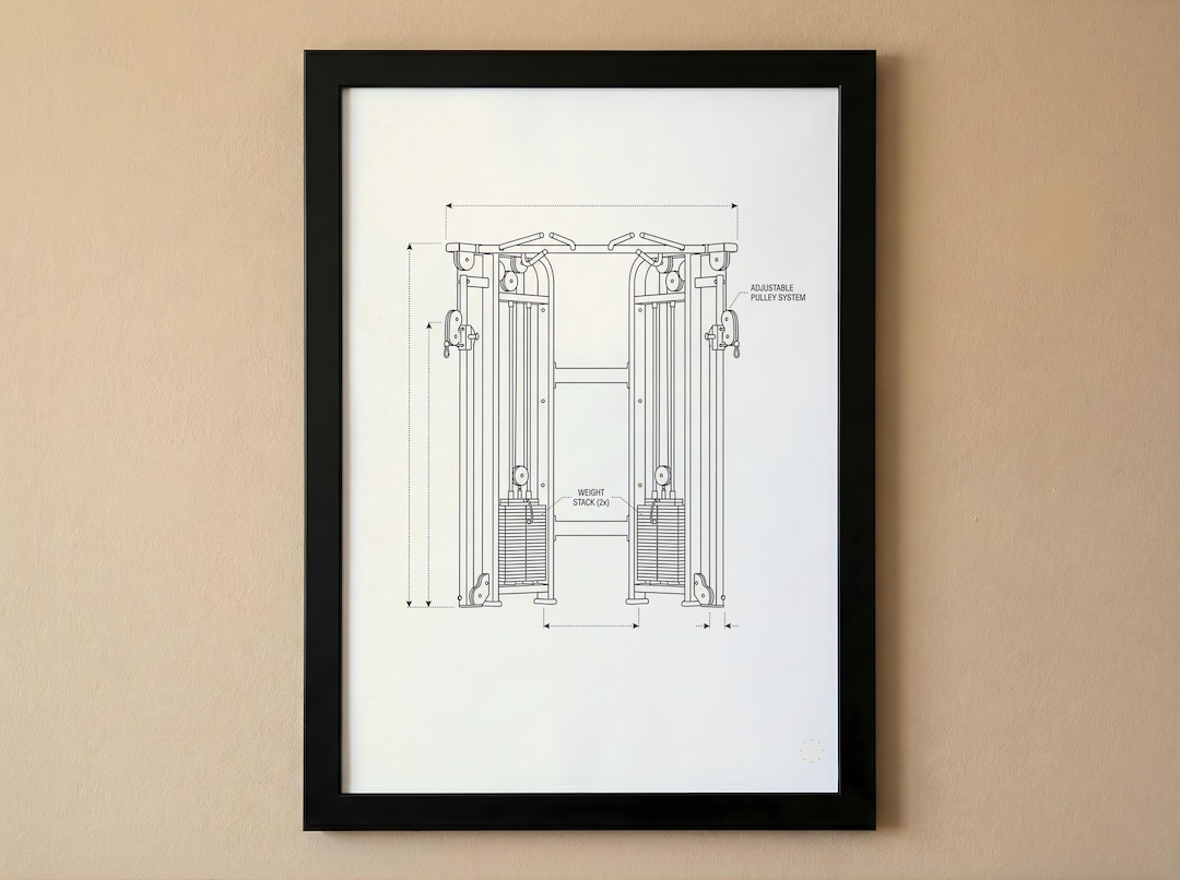 Cable Machine Blueprint | Functional Trainer Art | Home Gym Decor ...