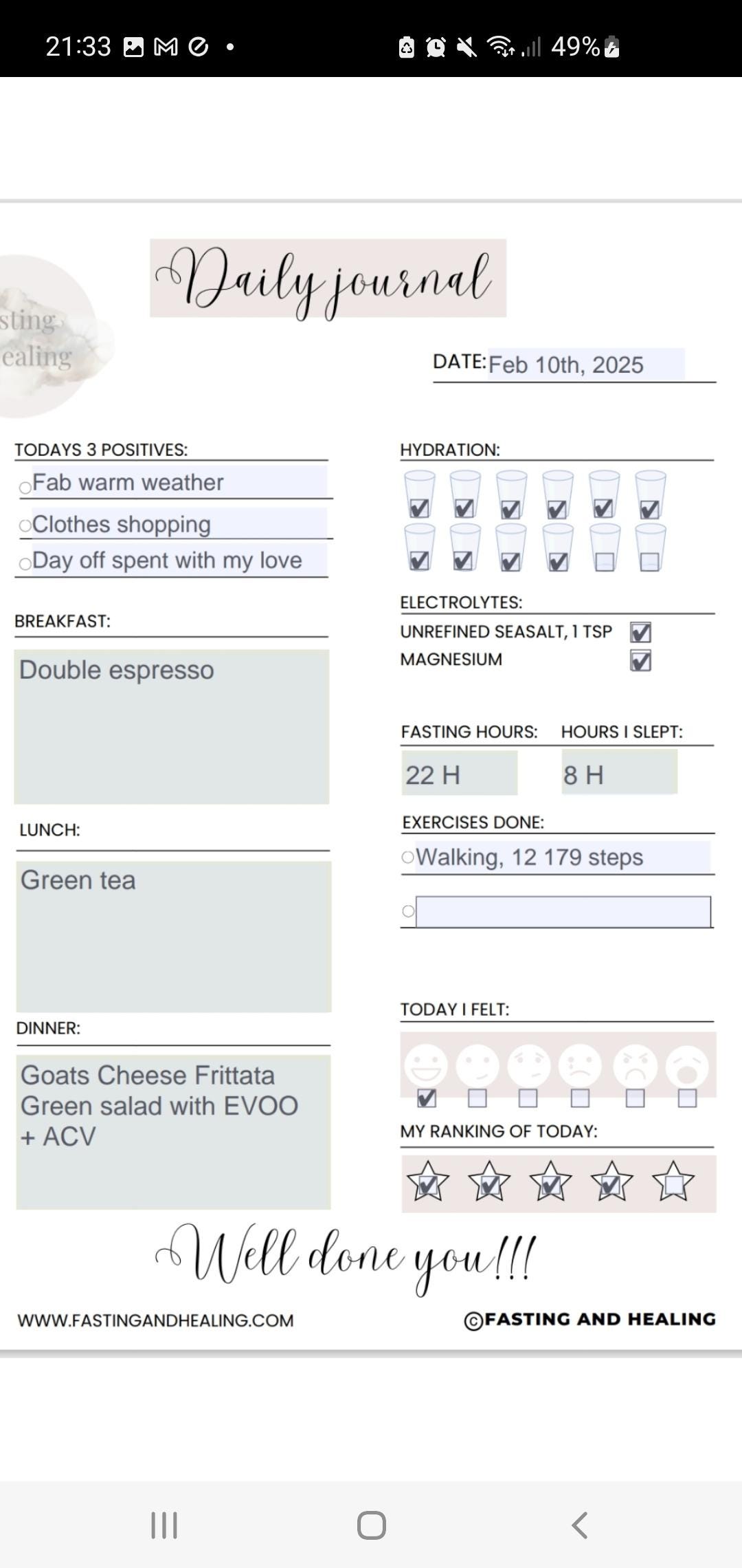 Editable Daily Fasting and Food Journal - Intermittent Fasting - Track ...