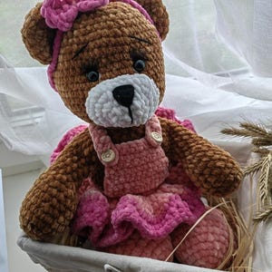 Handmade Plush Bear Girl Toy, crochet stuffed animal