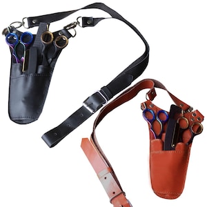 Barber Leather Holster | Hairdresser Tool Waist Bag | Gift for Hair Stylist Barber | Florist Tool Belt | Gardener Belt Bag | Shears Hip Belt