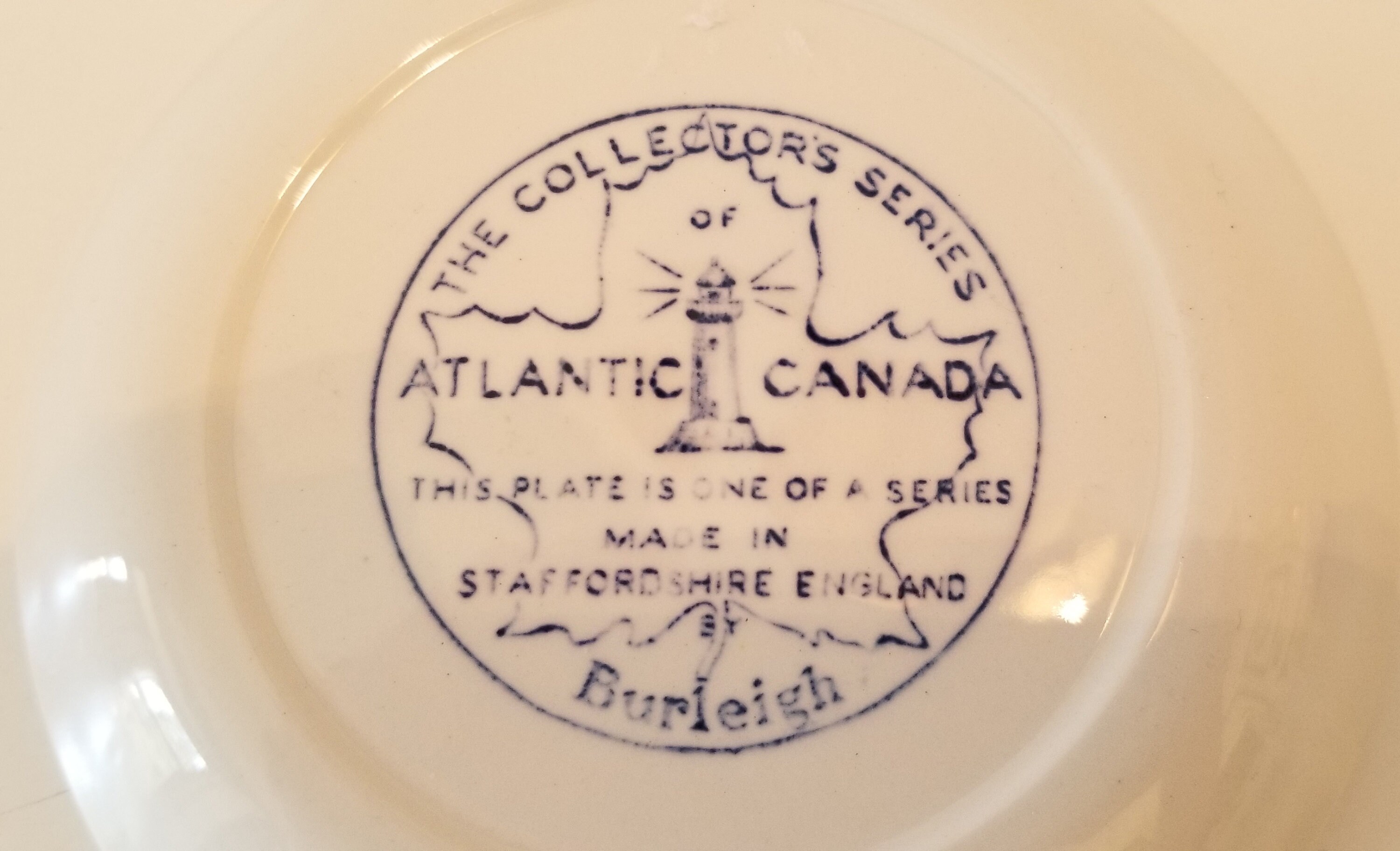 Collectible Souvenir Plate, Nova Scotia, Peggy's Cove, Canada, Blue and
