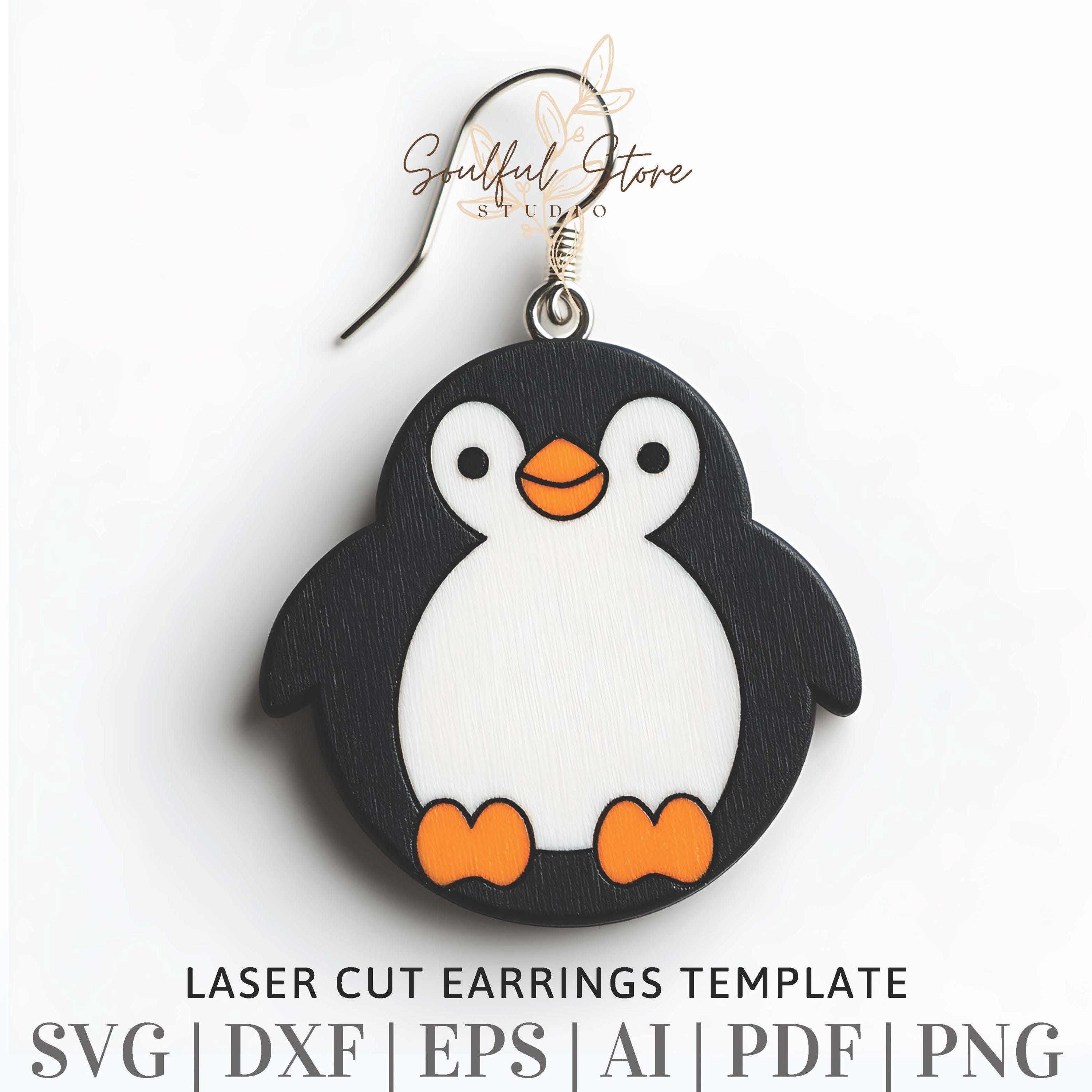 Pendientes De Pingüino En Acero Inoxidable | Regalo Para Amantes De Pingüinos, Diseño Circular 20mm