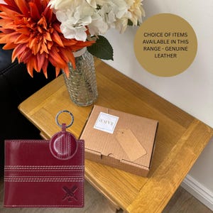 Cricket Gift Set – Leather RFID Wallet & Hand-Stitched Cricket Ball Keyring – Gift Boxed, Created by Love EMVY – Personalised Gift for Him