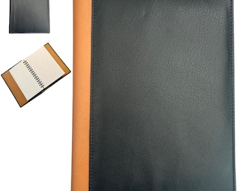 Premium Leather A5 Refillable Notebook Cover  Soft Genuine Leather Journal Holder With Free Lined Insert | Emvy Embossed | Fits Most A5 Note