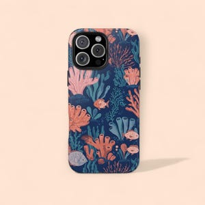 Ocean Coral Tough iPhone Case | Vibrant Marine Life Gift, Deep Sea Reef Durable Cover, Coastal Aesthetic iPhone 16 15 Pro Max, 14 13 Pro