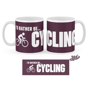 I'D RATHER BE... Cycling - Plum 11oz Ceramic Mug. UK Made. Fast shipping