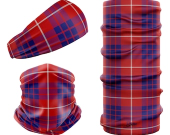 Hamilton Tartan Multifunctional bandana seamless headwear snood using 100% recycled Repreve material. Made in the United Kingdom.
