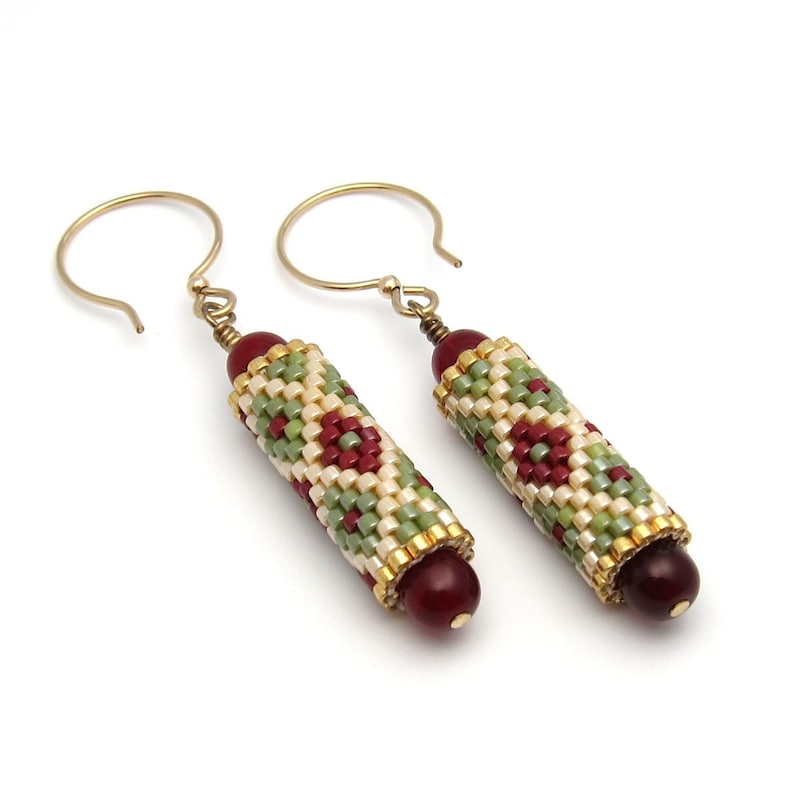 Beaded Bead Earrings Diamond Pattern Earrings Beaded Earrings Bead