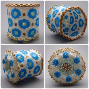 Beaded basket - collectible basket - bead art - seed bead art - art basket - beadweaving - bead woven basket - art basket - polka dot basket
