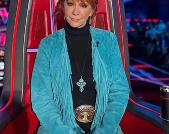 The Voice S28 Reba McEntire Blue Fringe Jacket