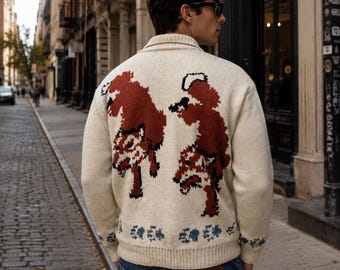 Fox Cardigan – Hand Knit Wool Sweater Inspired by Hail Mary Wolf Style Cardigan