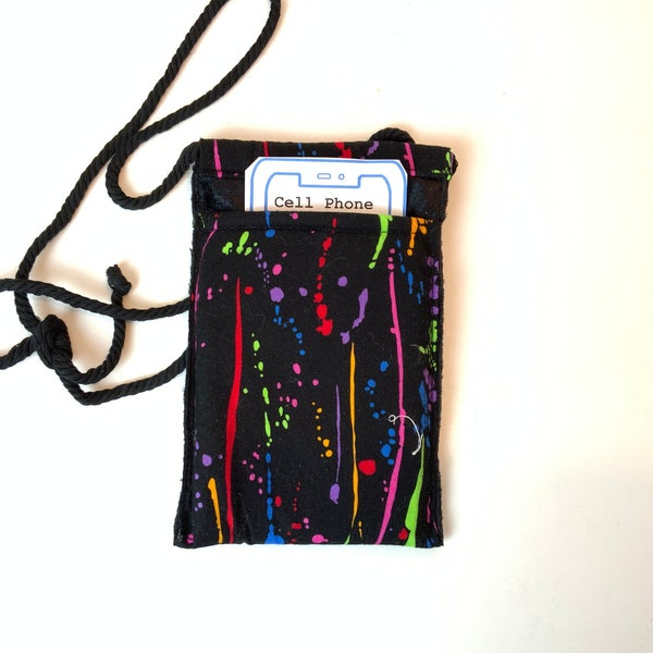 Cell Phone Carrier Necklace or Crossbody Padded Fabric Phone Pouch- Knot it How You Want it -Choice of 3 Fabrics KNT-137