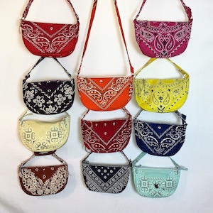 Shoulder Bag Upcycled Repurposed Bandana Small Zippered Shoulder Purse Choice of 7 Colors UPCY-70